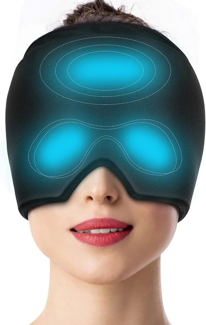 TINSIO Factory Wholesale Medical Headache and Migraine Relief Ice Cap Headache Ice Mask Hat Migraine and Tension Headache Relief Double Layer Head Cover