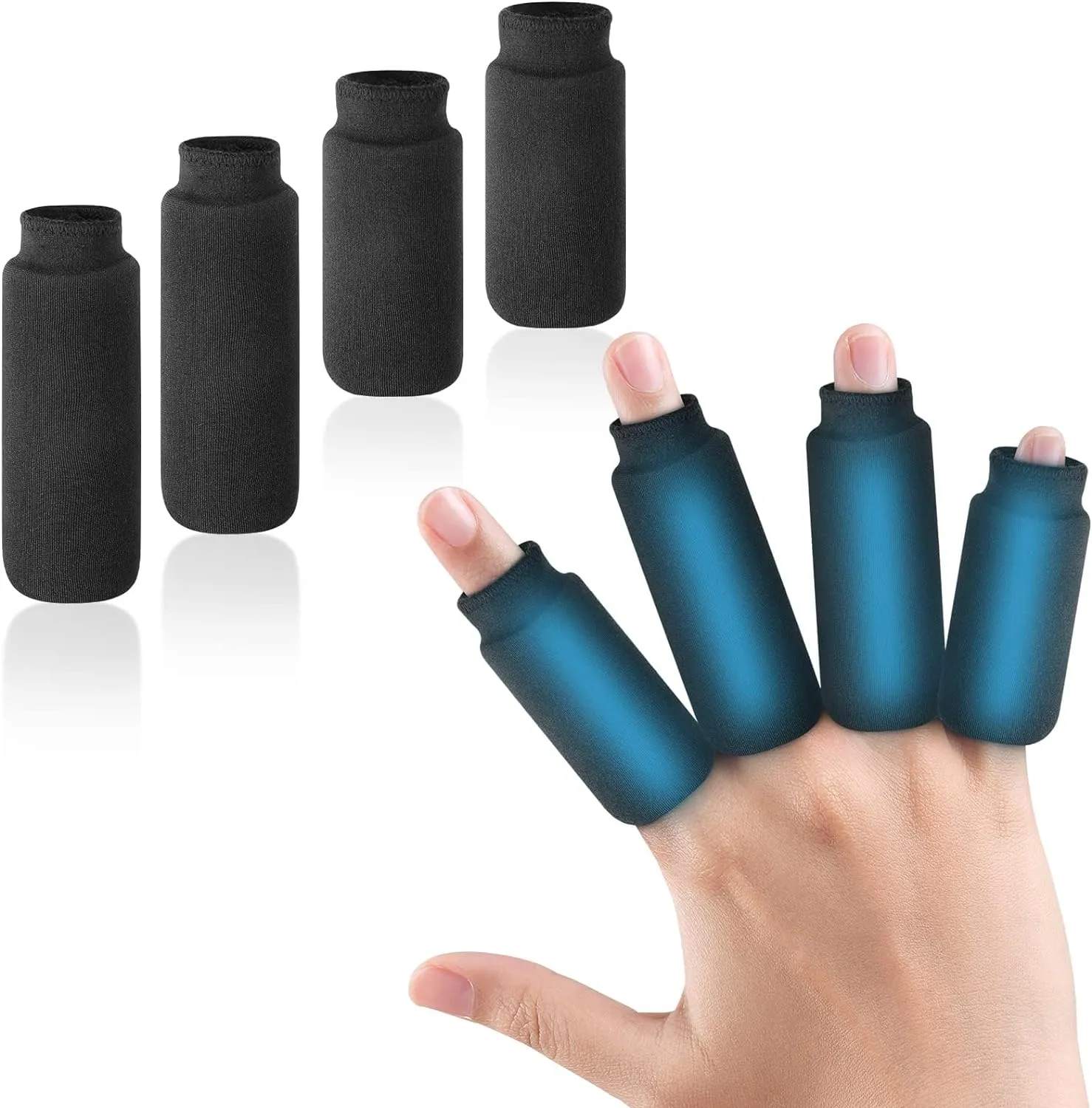 TINSIO Factory Wholesale Finger Ice Sleeves 4 PCS Finger Ice Pack Reusable Finger Ice Pack for Hot & Cold Therapy Finger Ice Pack Sleeve Finger Compression Sleeve for Arthritis Tendinitis Trigger Finger Swollen Finger